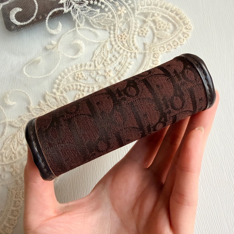 Christian Dior Oblique 老花棕色真皮零錢包 收納包-7