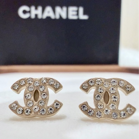 Chanel經典雙 C 水鑽耳環