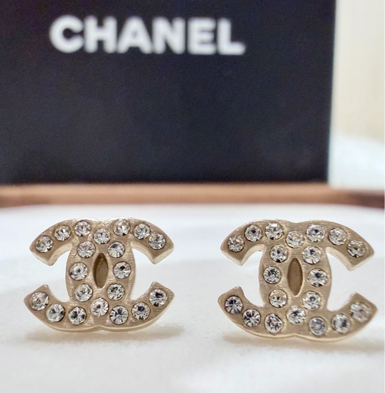 Chanel經典雙 C 水鑽耳環-0