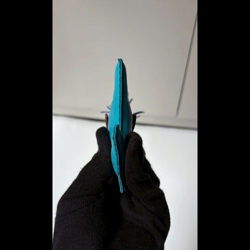 Hermes 藍色皮革小馬吊飾-3