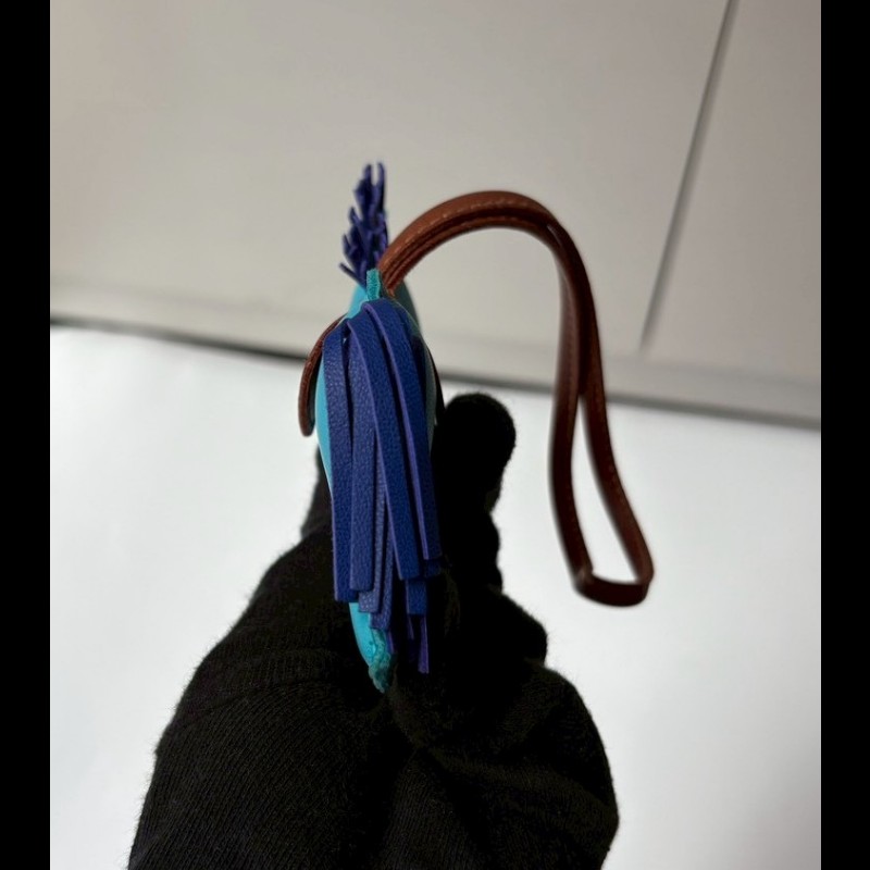 Hermes 藍色皮革小馬吊飾-6