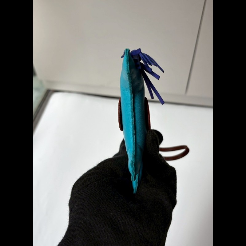 Hermes 藍色皮革小馬吊飾-7