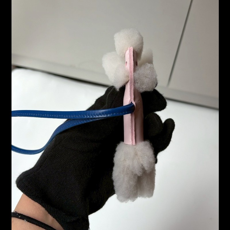 Hermes budy 粉色皮革狗狗吊飾-9