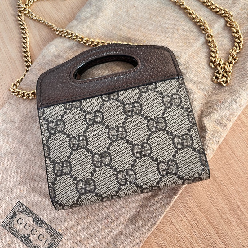 超罕有 絕版 Gucci Bananya print 可愛貓咪 斜背錢包-2