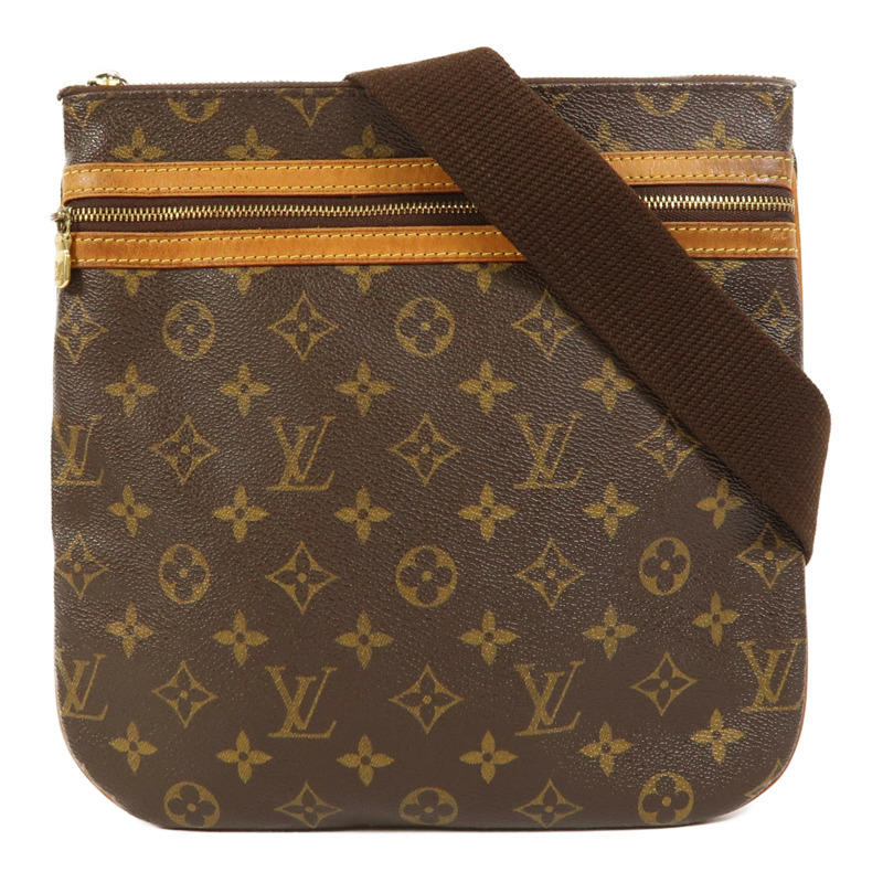 LOUIS VUITTON Monogram Pochette Bosphore金扣肩背袋棕色-0