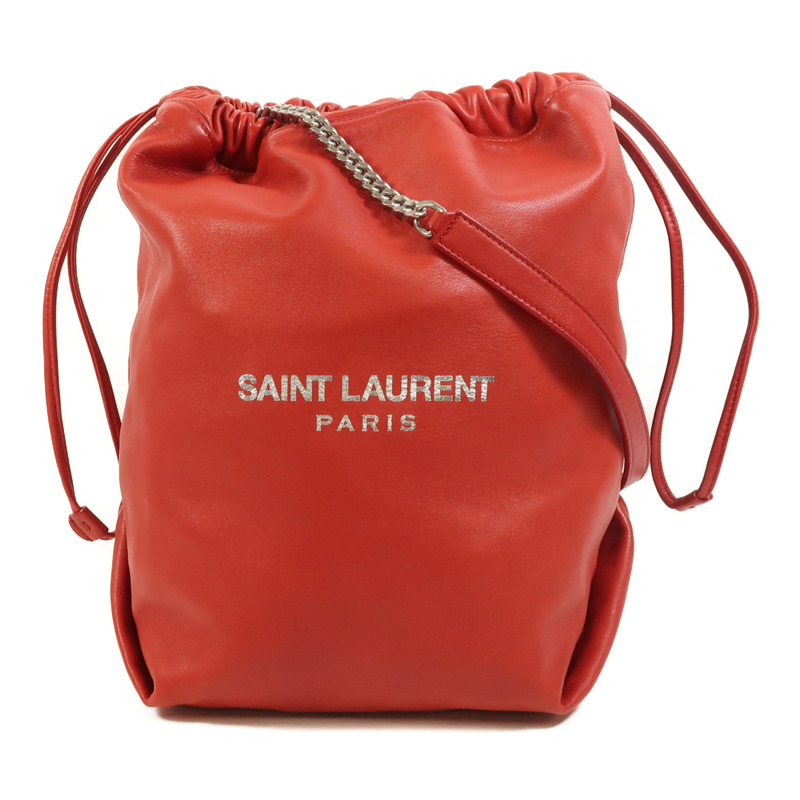 SAINT LAURENT 羊皮皮革Teddy Bucket銀扣肩背袋-0
