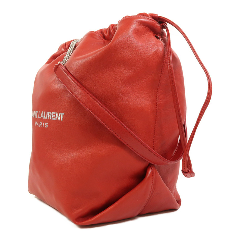 SAINT LAURENT 羊皮皮革Teddy Bucket銀扣肩背袋-2