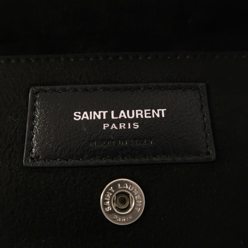SAINT LAURENT 羊皮皮革Teddy Bucket銀扣肩背袋-5