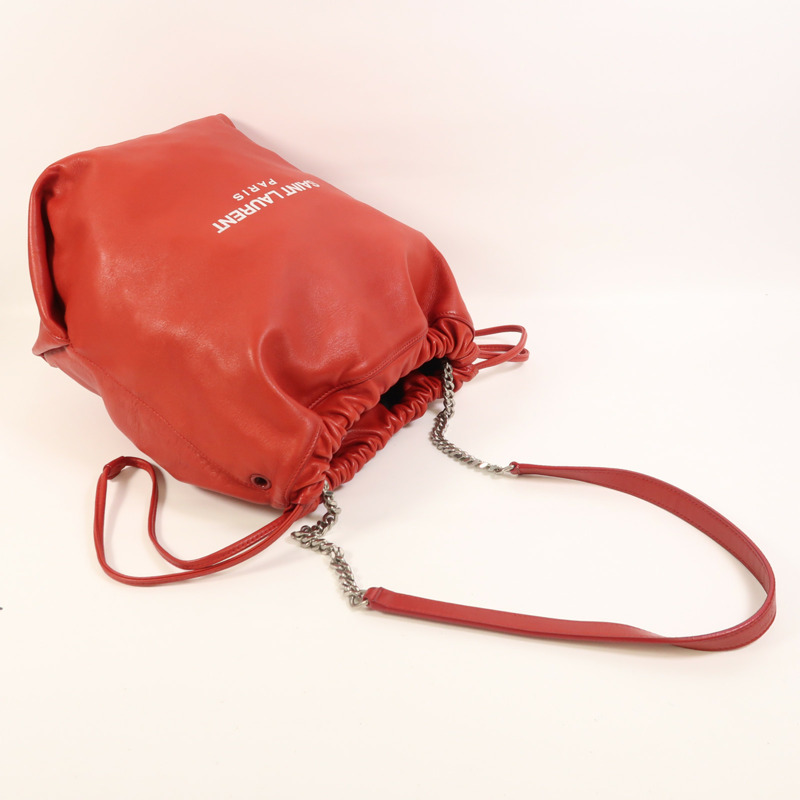 SAINT LAURENT 羊皮皮革Teddy Bucket銀扣肩背袋-7