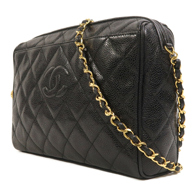 CHANEL 牛皮皮革Chain Shoulder金扣鏈帶肩背袋-2