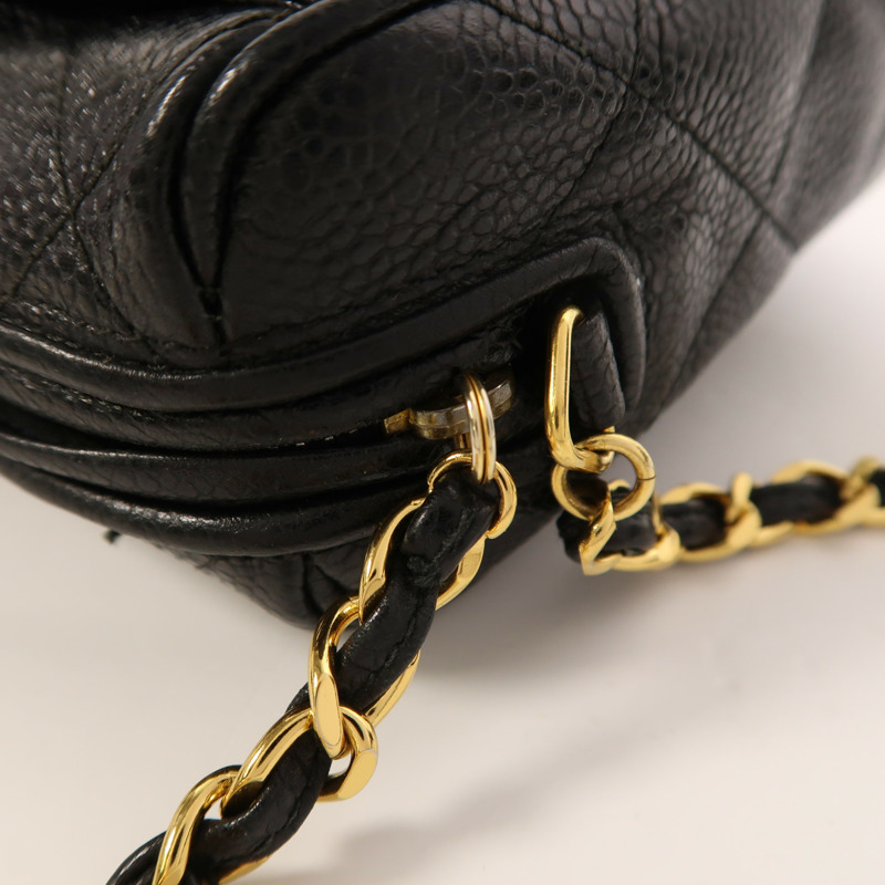 CHANEL 牛皮皮革Chain Shoulder金扣鏈帶肩背袋-12