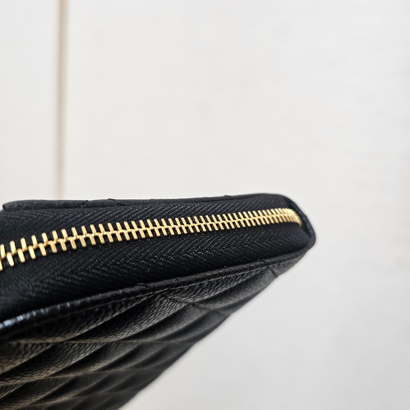 [未使用新品品況超新❣️] Chanel黑荔枝皮金釦拉鏈長夾-5