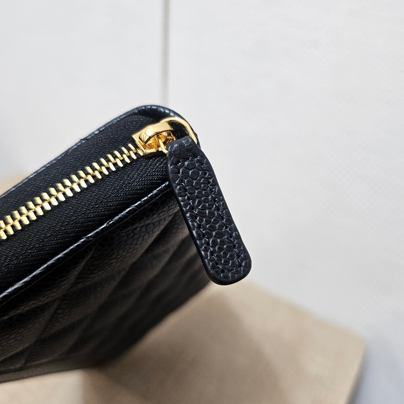 [未使用新品品況超新❣️] Chanel黑荔枝皮金釦拉鏈長夾-7