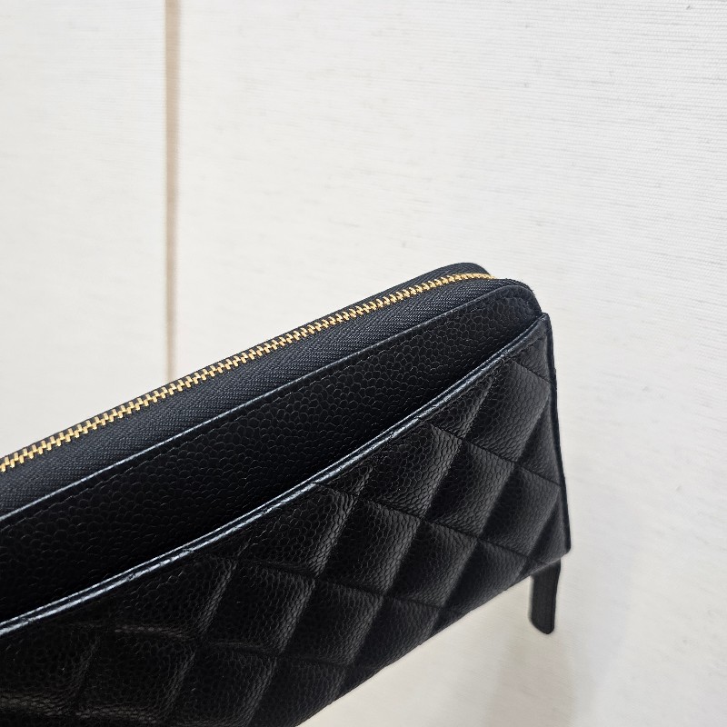 [未使用新品品況超新❣️] Chanel黑荔枝皮金釦拉鏈長夾-11
