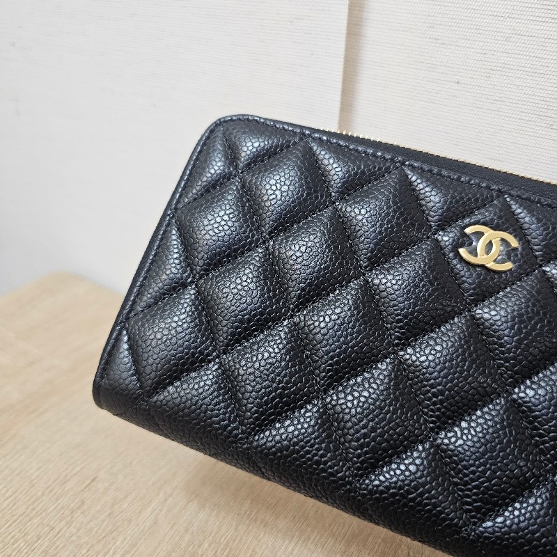 [未使用新品品況超新❣️] Chanel黑荔枝皮金釦拉鏈長夾-16