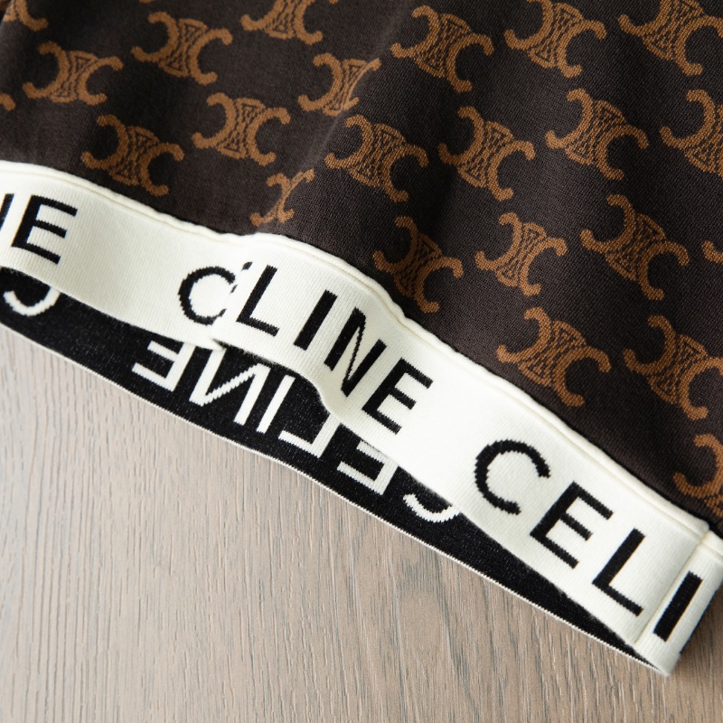 ❤️ CELINE 滿印LOGO 時尚短款上衣-3