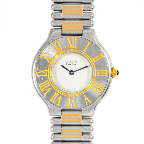 卡地亞 W10050F4 Vantianne Must 21 男款石英錶，象牙色錶盤