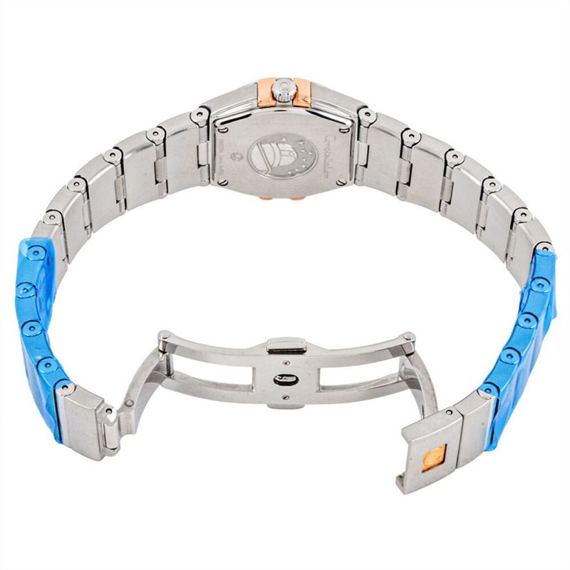 歐米茄星座系列 123.20.24.60.55.00?5 女士石英腕錶,白色貝殼錶盤,雙色銀色和不銹鋼錶殼,鑲嵌 12 顆鑽石-3