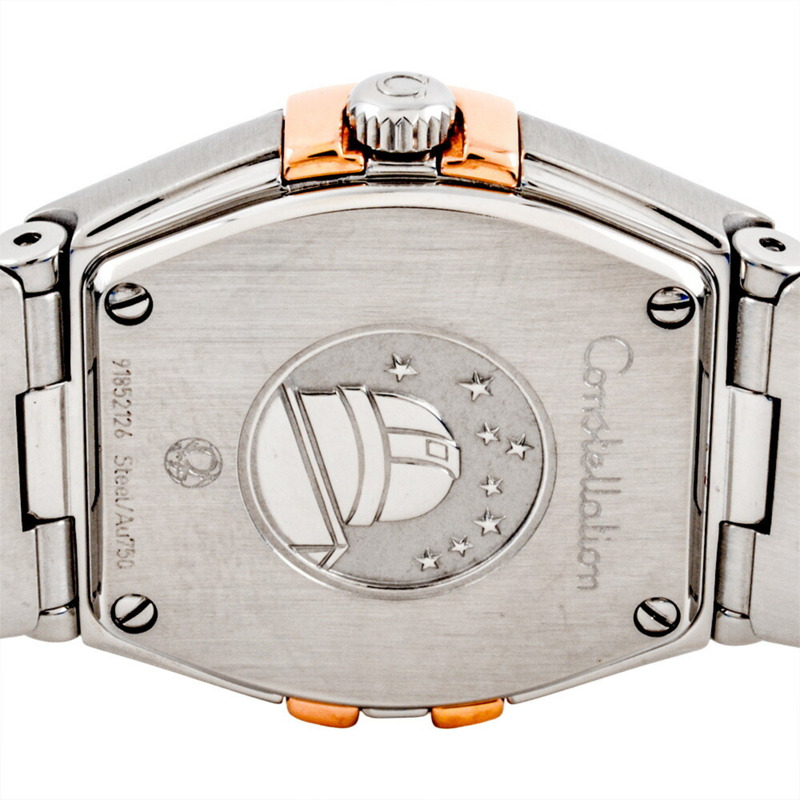 歐米茄星座系列 123.20.24.60.55.00?5 女士石英腕錶,白色貝殼錶盤,雙色銀色和不銹鋼錶殼,鑲嵌 12 顆鑽石-4