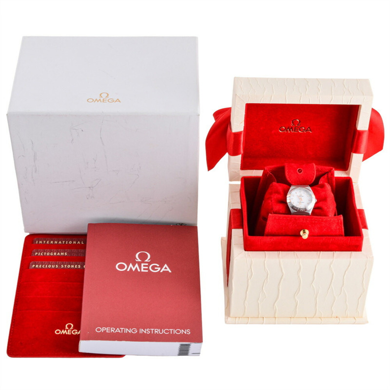 歐米茄星座系列 123.20.24.60.55.00?5 女士石英腕錶,白色貝殼錶盤,雙色銀色和不銹鋼錶殼,鑲嵌 12 顆鑽石-8