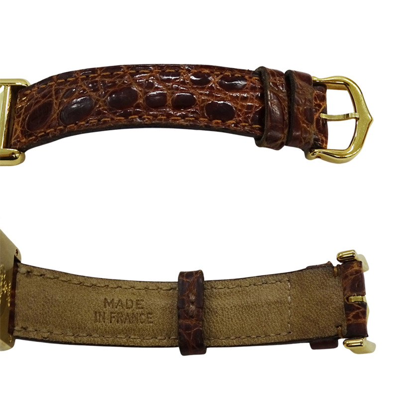 卡地亞 Must Tank 女士腕錶，小號，鍍金石英機芯，QZ 925 皮革錶帶，方形，W1003153-3