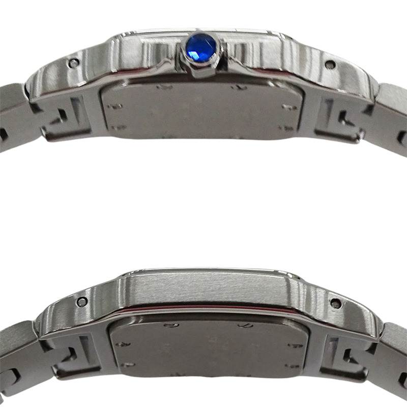 卡地亞 Santos Galbe SM 女士石英腕錶,W20056D6,不鏽鋼材質,銀色/象牙色,拋光處理-2