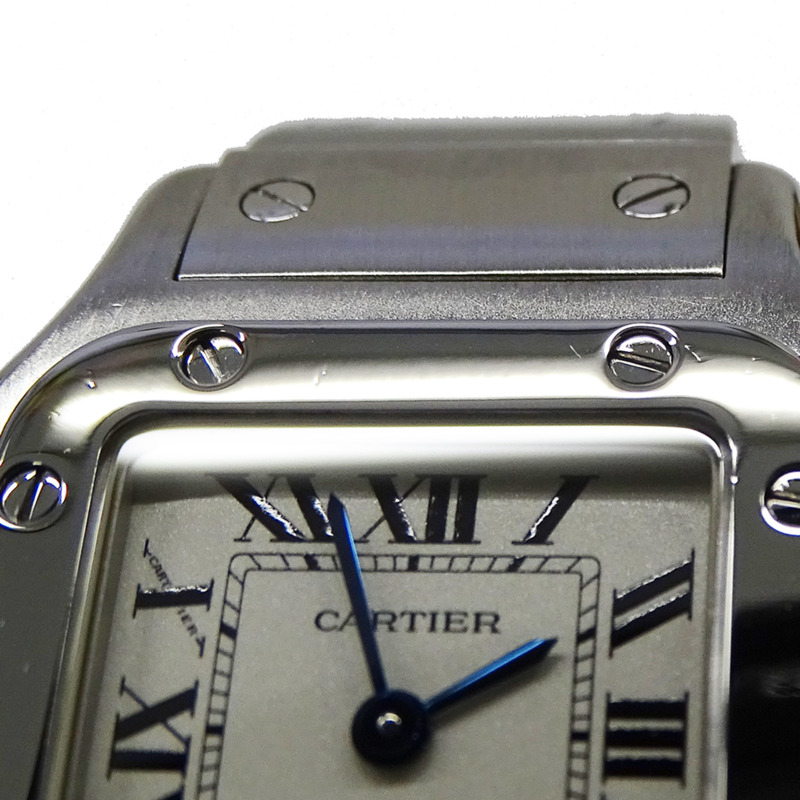 卡地亞 Santos Galbe SM 女士石英腕錶,W20056D6,不鏽鋼材質,銀色/象牙色,拋光處理-12