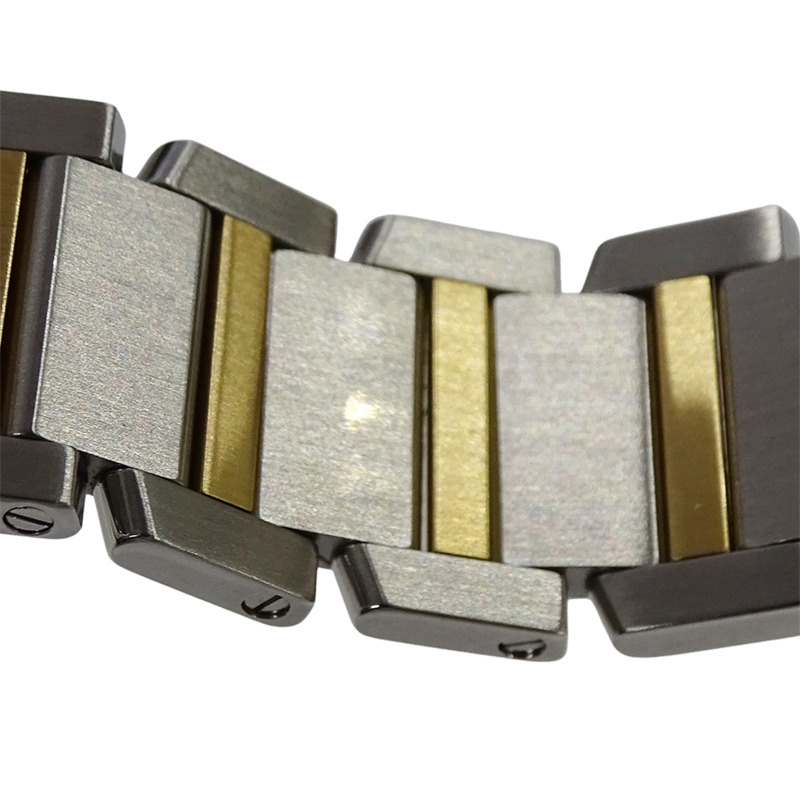 卡地亞 Tank Française 男士腕錶，LM，日期顯示，自動上鍊，不銹鋼，黃金，黃色 W51005Q4，組合款，已翻新拋光-9