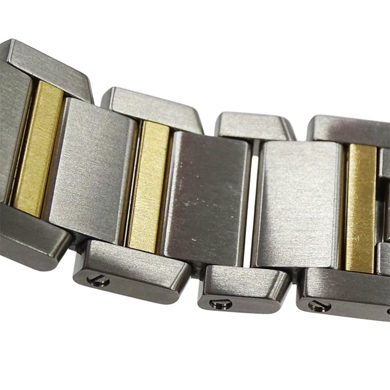 卡地亞 Tank Française 男士腕錶，LM，日期顯示，自動上鍊，不銹鋼，黃金，黃色 W51005Q4，組合款，已翻新拋光-10