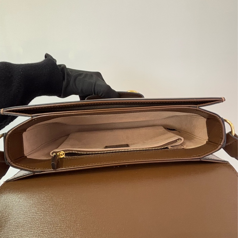 駝色牛皮1955中號掀蓋斜背包-13