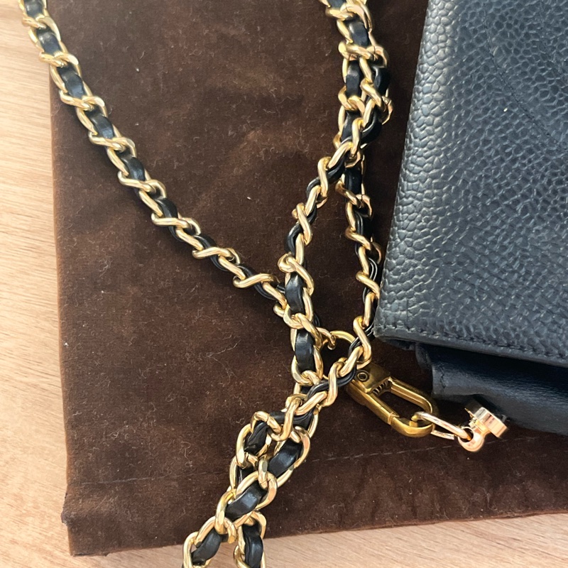 中古美品 Chanel 雙 C 荔枝紋斜背包-2