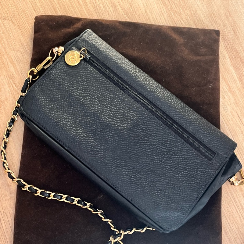 中古美品 Chanel 雙 C 荔枝紋斜背包-3