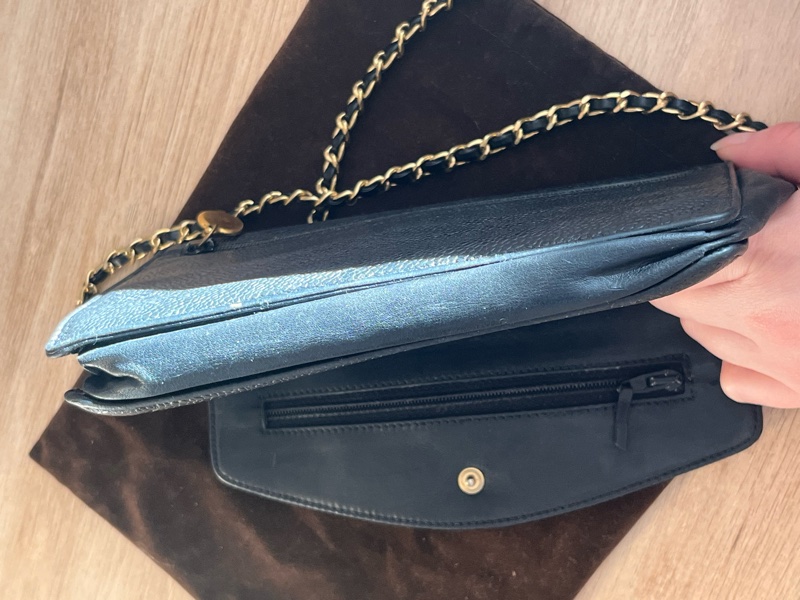 中古美品 Chanel 雙 C 荔枝紋斜背包-9