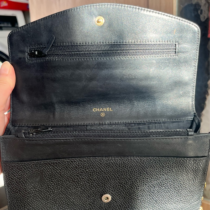 中古美品 Chanel 雙 C 荔枝紋斜背包-12