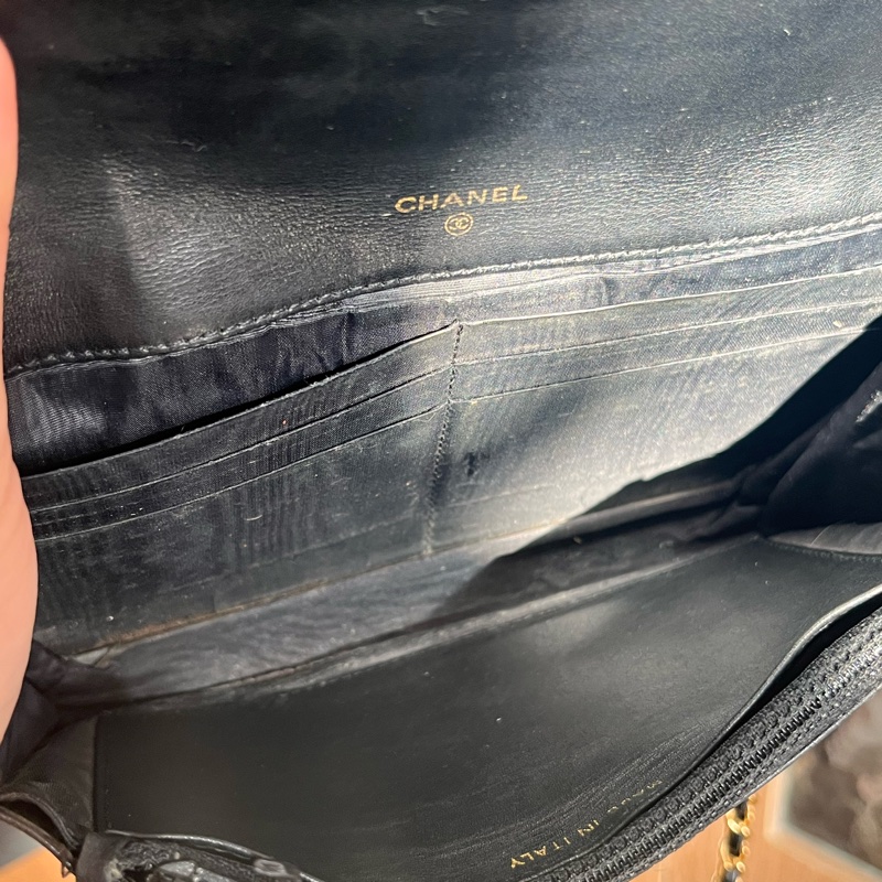 中古美品 Chanel 雙 C 荔枝紋斜背包-16