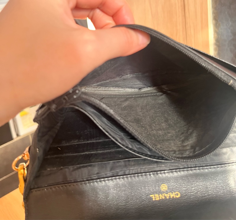 中古美品 Chanel 雙 C 荔枝紋斜背包-19