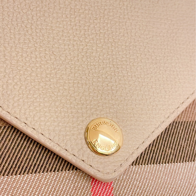 激甜價閒置新品✨ BURBERRY 巴寶莉 WOC 經典棉麻格紋牛皮拼接多卡式翻蓋斜背包-21
