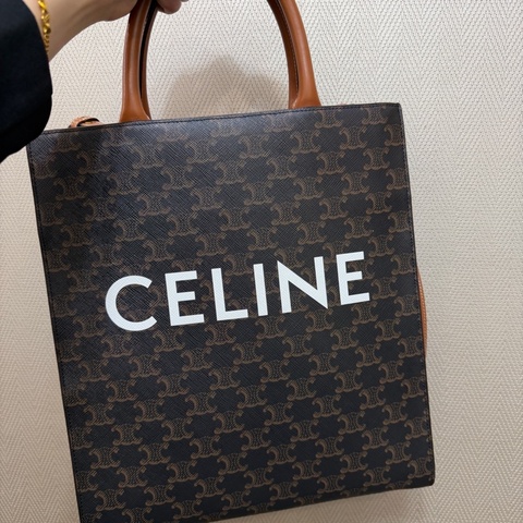 Celine PVC咖牛皮Cabas 小號琴譜包