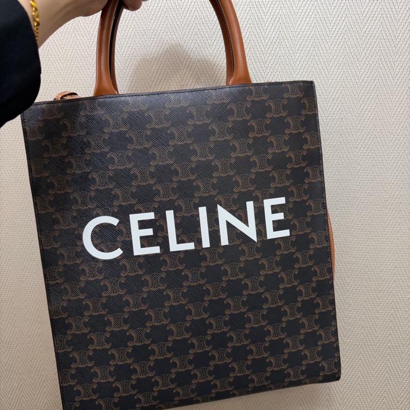 Celine PVC咖牛皮Cabas 小號琴譜包-0