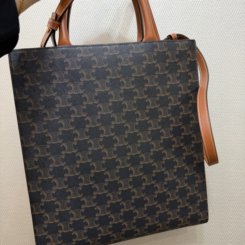 Celine PVC咖牛皮Cabas 小號琴譜包-3