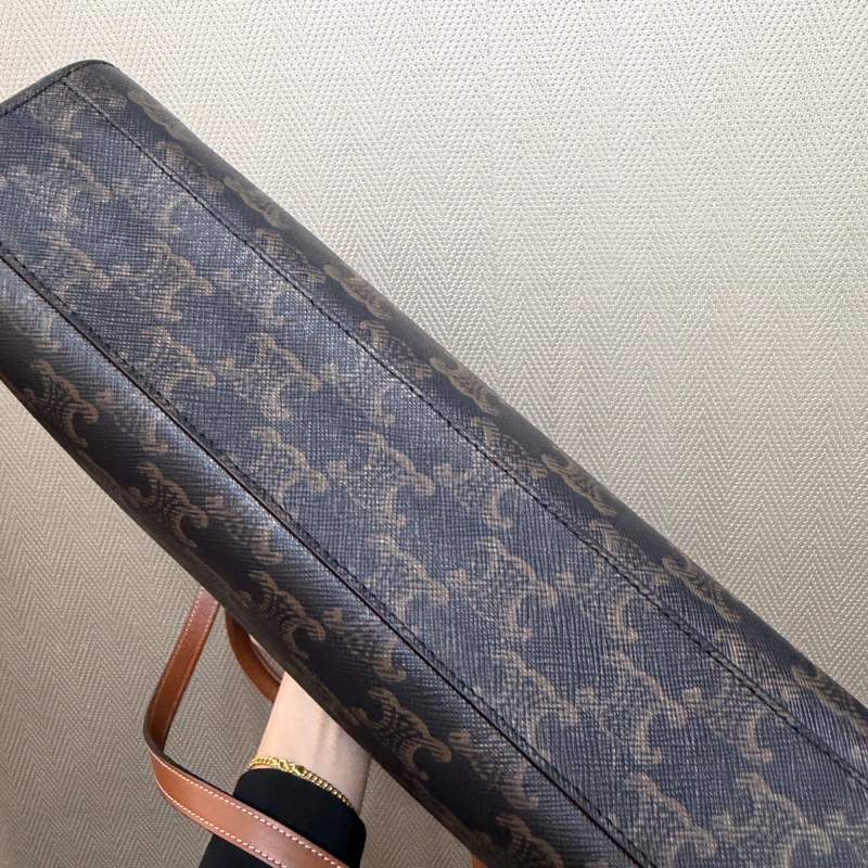 Celine PVC咖牛皮Cabas 小號琴譜包-7