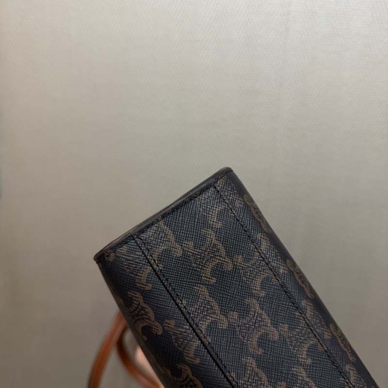 Celine PVC咖牛皮Cabas 小號琴譜包-8