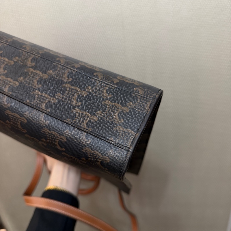 Celine PVC咖牛皮Cabas 小號琴譜包-9