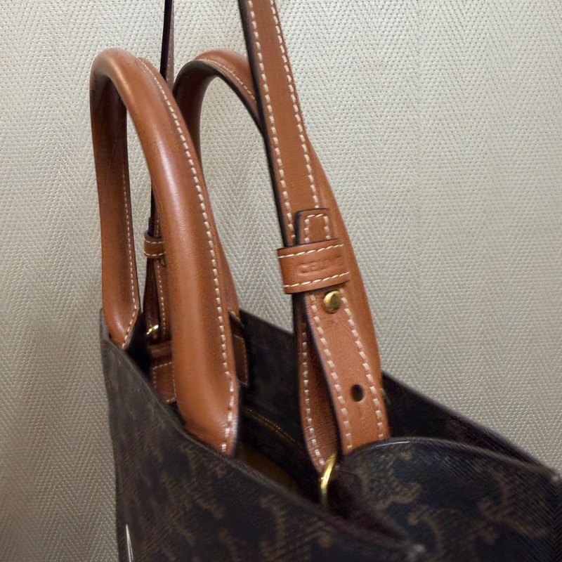 Celine PVC咖牛皮Cabas 小號琴譜包-13