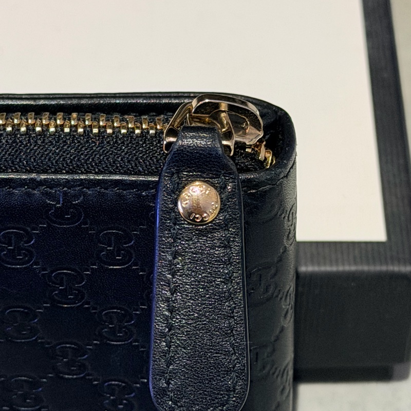 經典不敗｜Gucci Guccissima 黑色牛皮拉鍊短夾（附原廠盒裝、防塵袋）-9