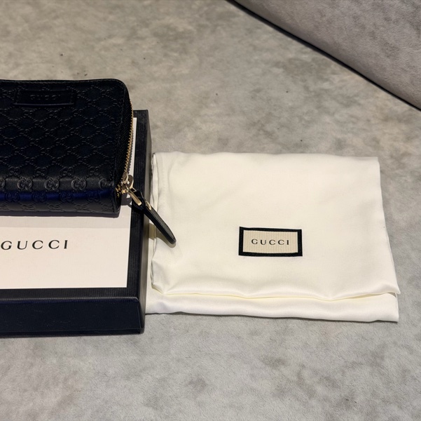 經典不敗｜Gucci Guccissima 黑色牛皮拉鍊短夾（附原廠盒裝、防塵袋）-10
