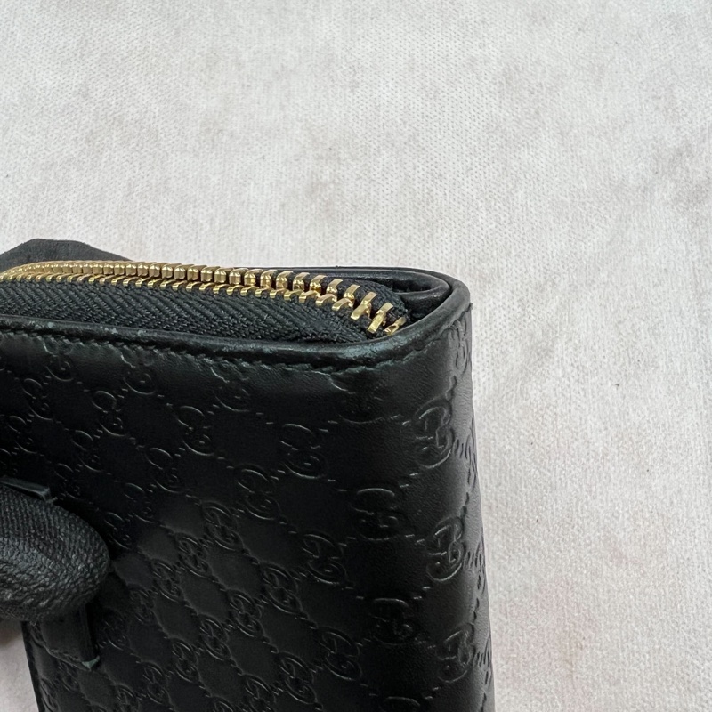 經典不敗|Gucci Guccissima 黑色牛皮拉鍊短夾(附原廠盒裝、防塵袋)-18