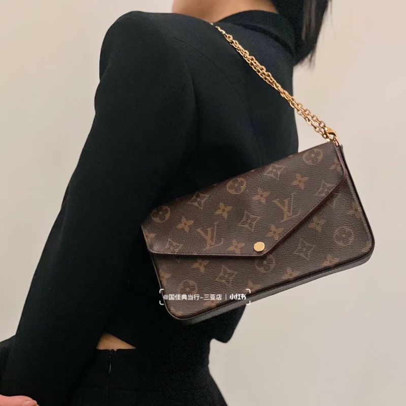 莉亞精品♡ LV 老花三合一鏈條包 二手美品-1