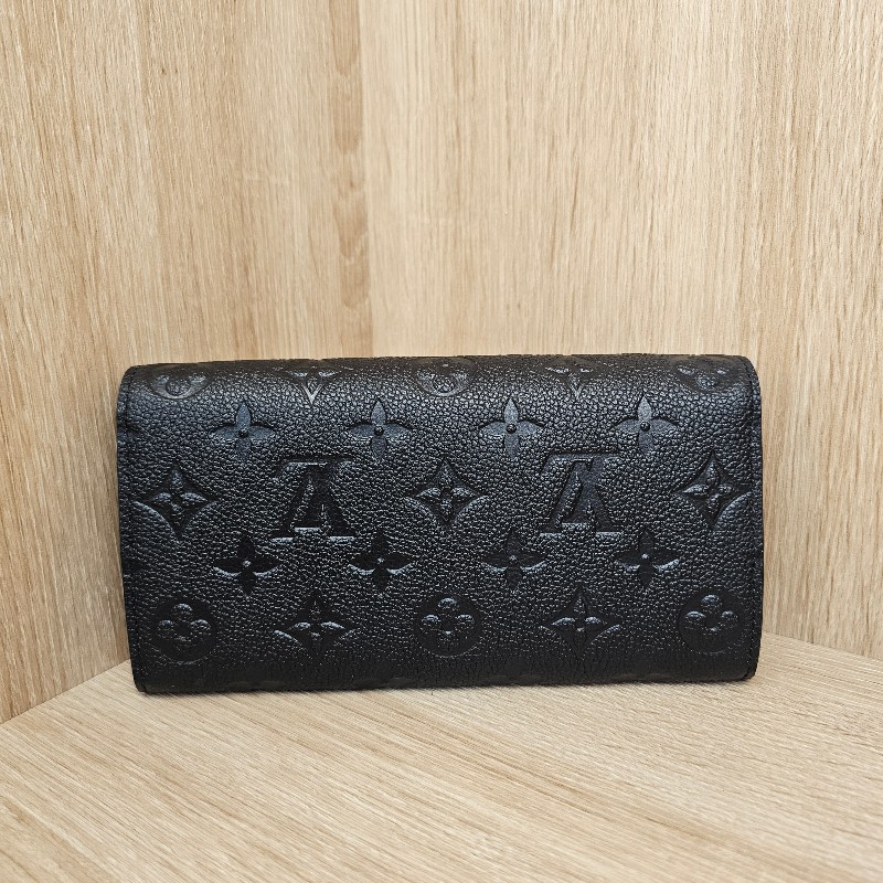 [品況新 經典LV長夾❣️] LV黑牛皮壓紋金釦Sarah信封長夾-1