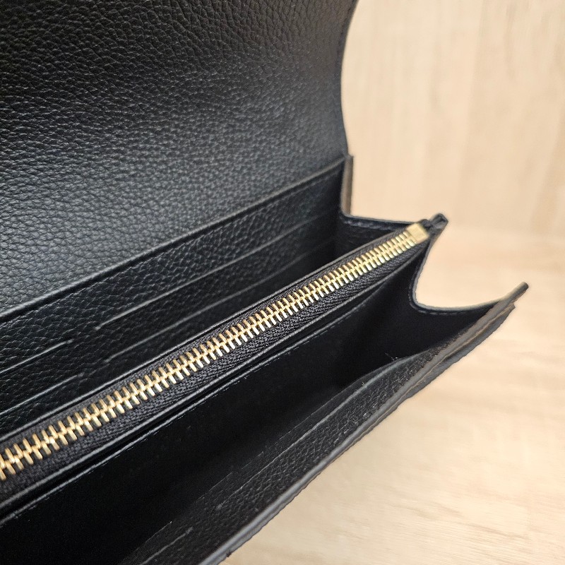 [品況新 經典LV長夾❣️] LV黑牛皮壓紋金釦Sarah信封長夾-10